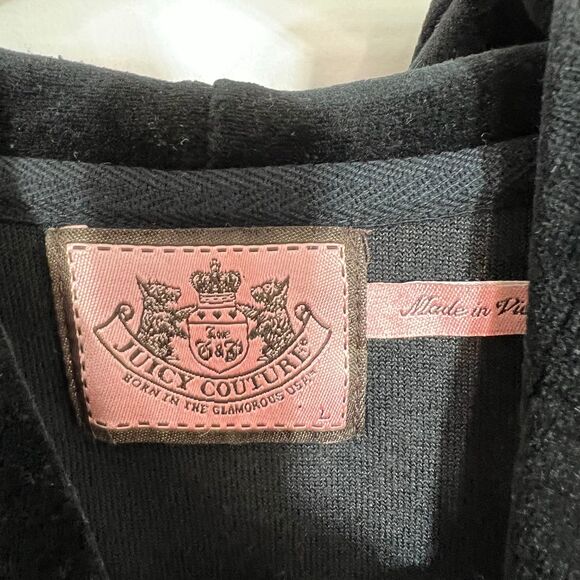 Juicy Couture Jacket Hoodie women’s large Black Zip Up Sequin Velour 90s y2k - Picture 5 of 7